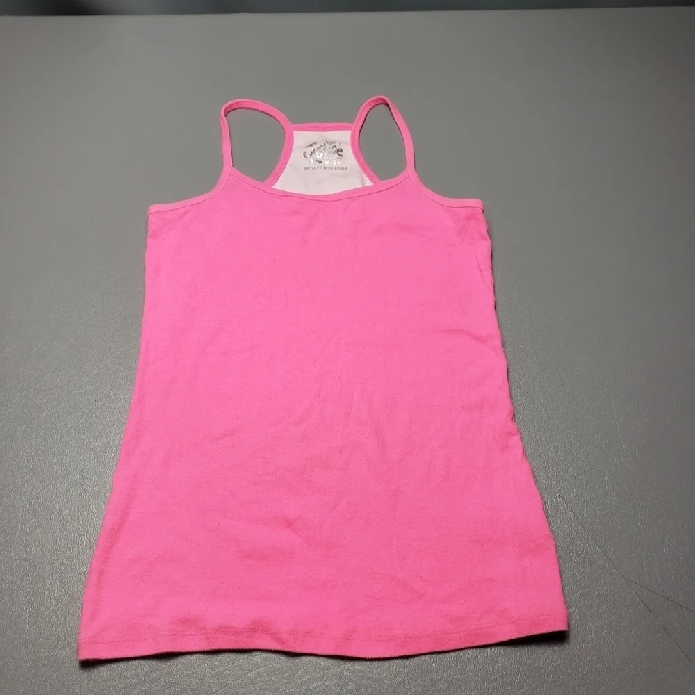 justice girls pink spaghetti strap tank top size 14